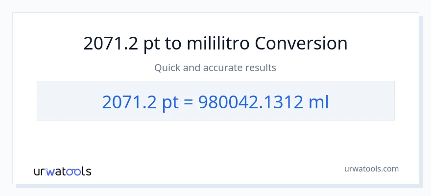 2071.2 Pints patungong mga mililitro na conversion
