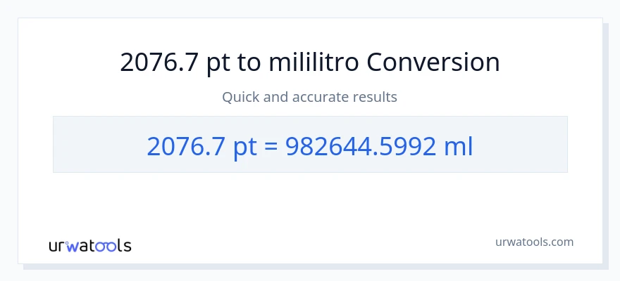2076.7 Pints patungong mga mililitro na conversion