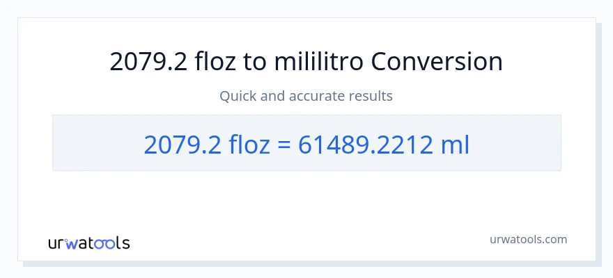 2079.2 mga onsa ng likido patungong mga mililitro na conversion