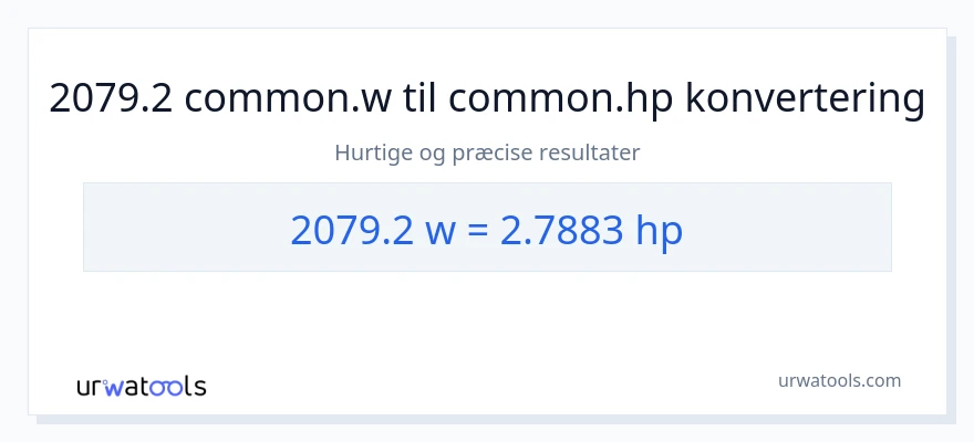 2079.2 watt til hestekræfter konvertering
