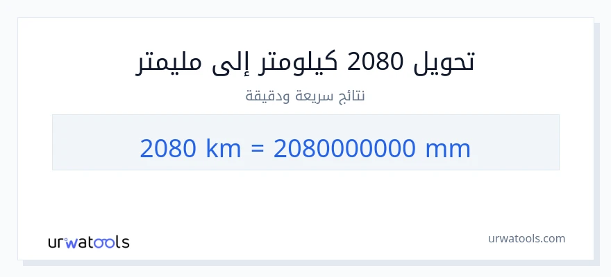 التحويل من 2080 كيلومترات إلى مليمترات