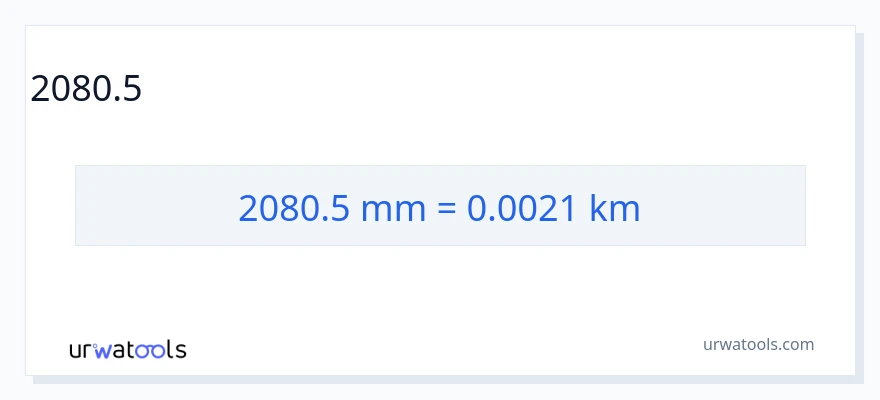 2080.5 ಮಿಲಿಮೀಟರ್‌ಗಳು ರಿಂದ ಕಿಲೋಮೀಟರ್‌ಗಳು ಪರಿವರ್ತನೆ