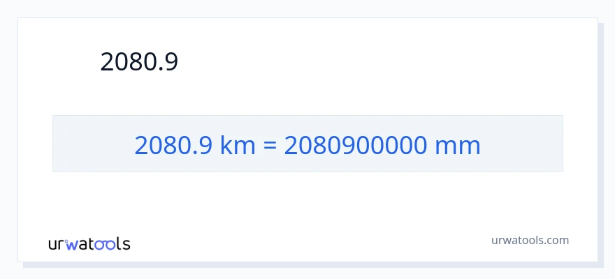 2080.9 કિલોમીટર થી મિલીમીટર રૂપાંતર