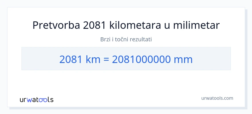 Konverzija od kilometara do milimetri: 2081