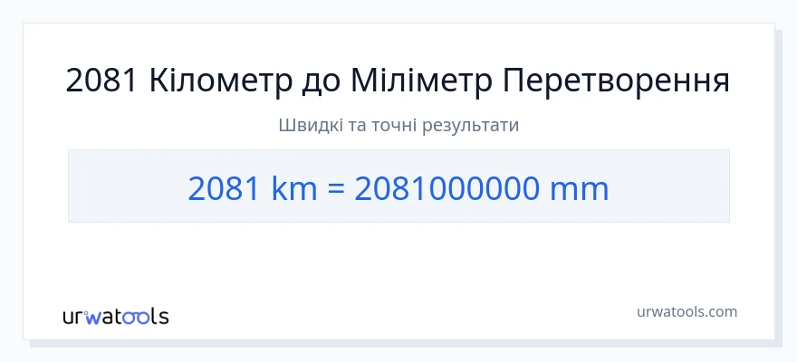 Конверсія з кілометри у міліметри: 2081