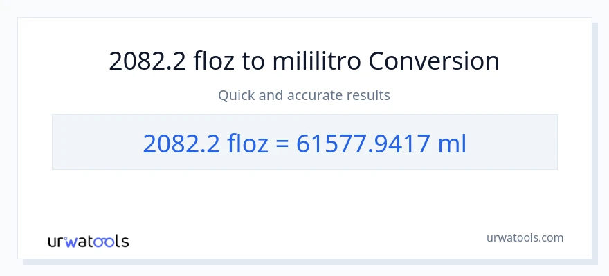 2082.2 mga onsa ng likido patungong mga mililitro na conversion
