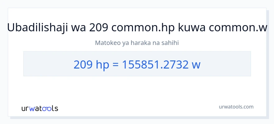 Ubadilishaji wa 209 farasi hadi wati