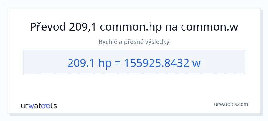 Konverze z koňská síla na watty: 209.1
