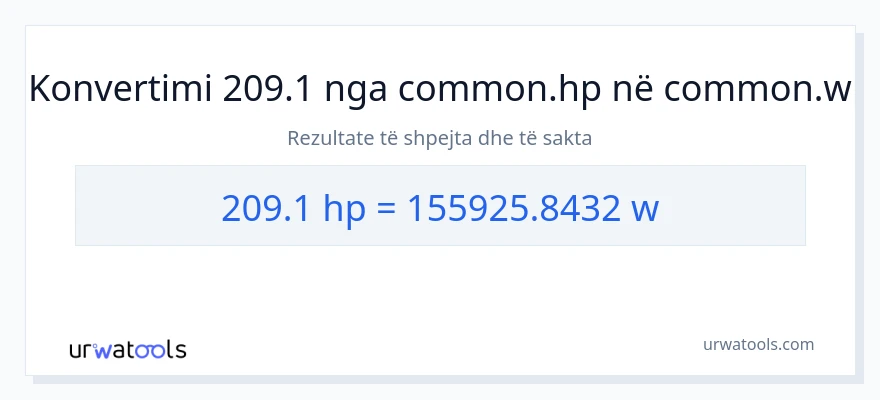 Konvertimi 209.1 kuajfuqi në vat