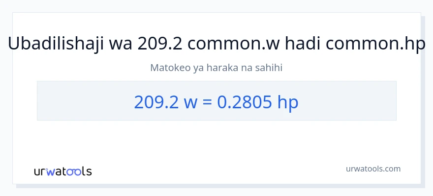Ubadilishaji wa 209.2 wati hadi farasi
