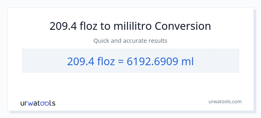 209.4 mga onsa ng likido patungong mga mililitro na conversion