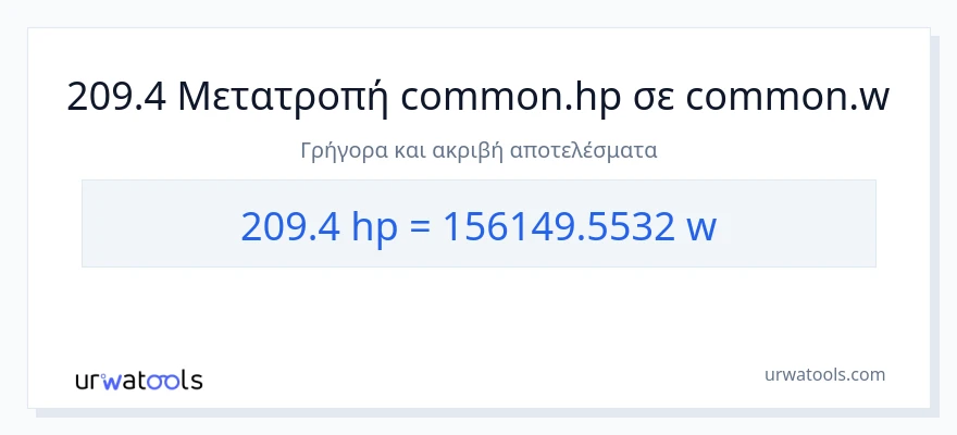 Μετατροπή 209.4 ιπποδύναμη σε βατ