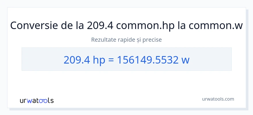 Conversie 209.4 cai putere la wați