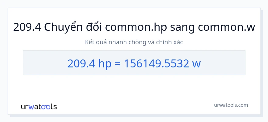 Chuyển đổi 209.4 mã lực sang watt