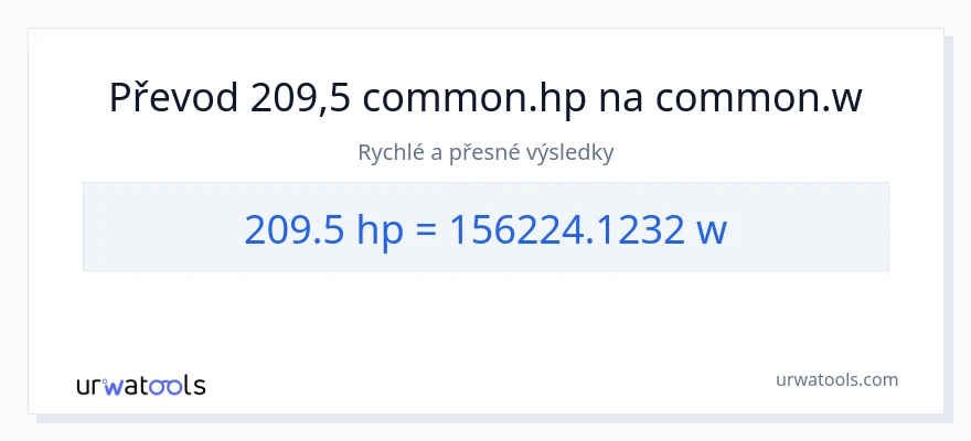 Konverze z koňská síla na watty: 209.5