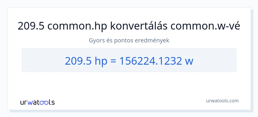 209.5 lóerő - watt konverzió