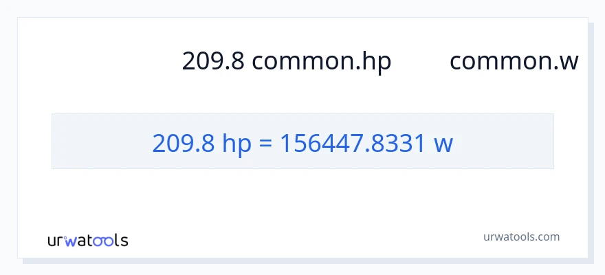การแปลง 209.8 แรงม้า เป็น วัตต์