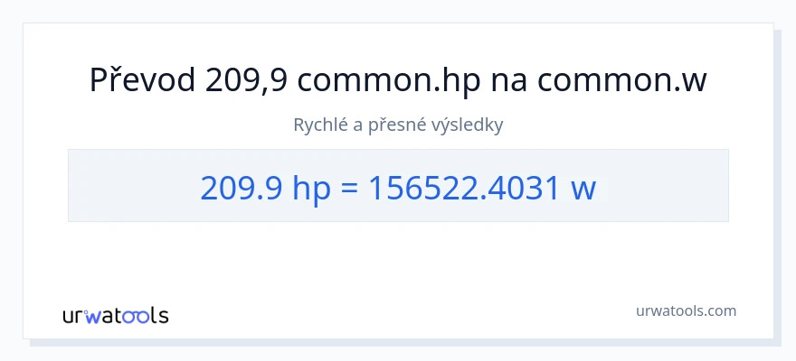 Konverze z koňská síla na watty: 209.9