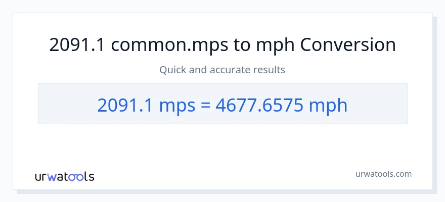 2091.1 Meters Per Second patungong milya kada oras na conversion