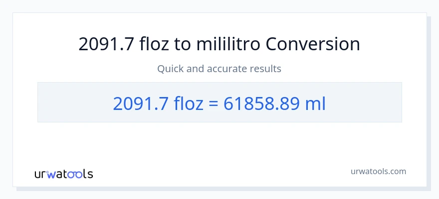 2091.7 mga onsa ng likido patungong mga mililitro na conversion