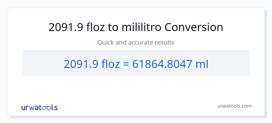 2091.9 mga onsa ng likido patungong mga mililitro na conversion