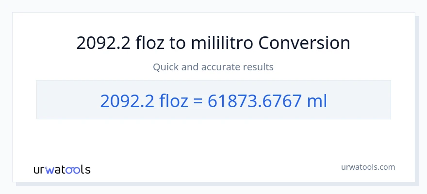 2092.2 mga onsa ng likido patungong mga mililitro na conversion
