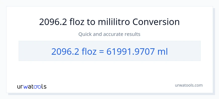 2096.2 mga onsa ng likido patungong mga mililitro na conversion
