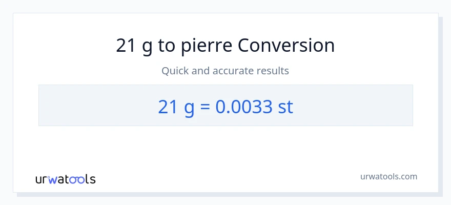 Conversion 21 Grammes vers Pierres