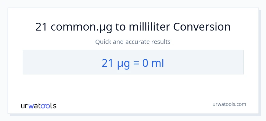 21 mikrogram til milliliter konvertering