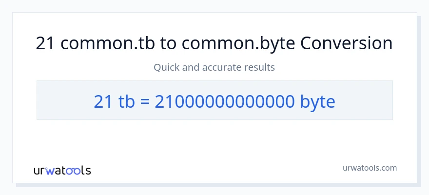 21 Terabytes patungong Bytes na conversion