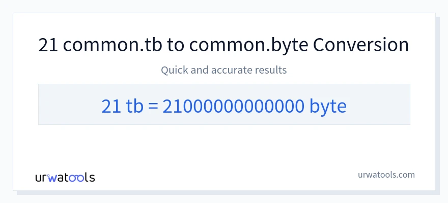 21 Terabytes 到 Bytes 轉換