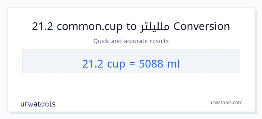 التحويل من 21.2 أكواب إلى ملليلتر