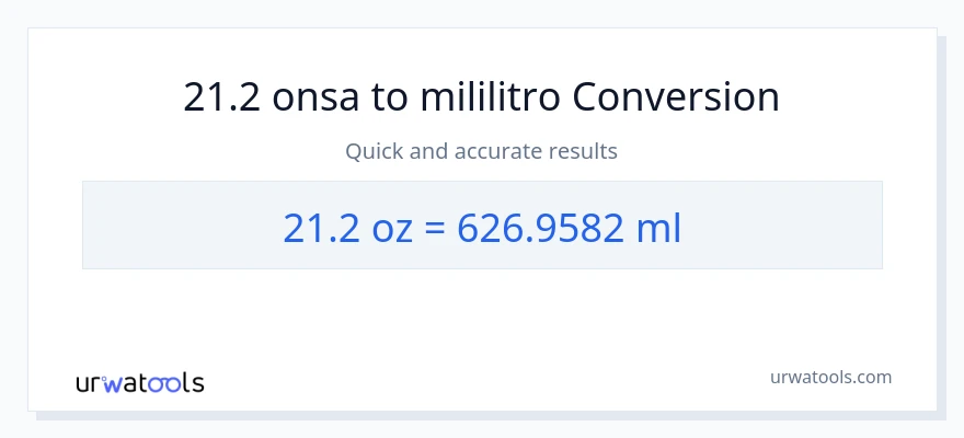 21.2 Mga onsa patungong mga mililitro na conversion