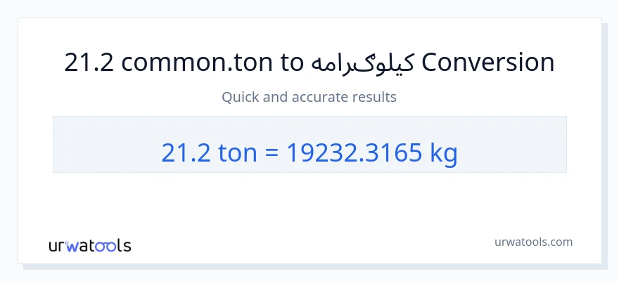 21.2 Tons ته کیلوګرامه بدلون