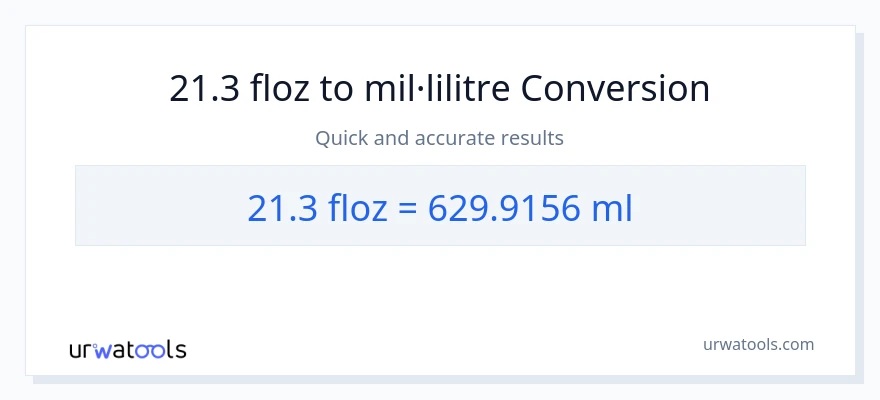 Conversió de 21.3 unces fluides a mil·lilitres