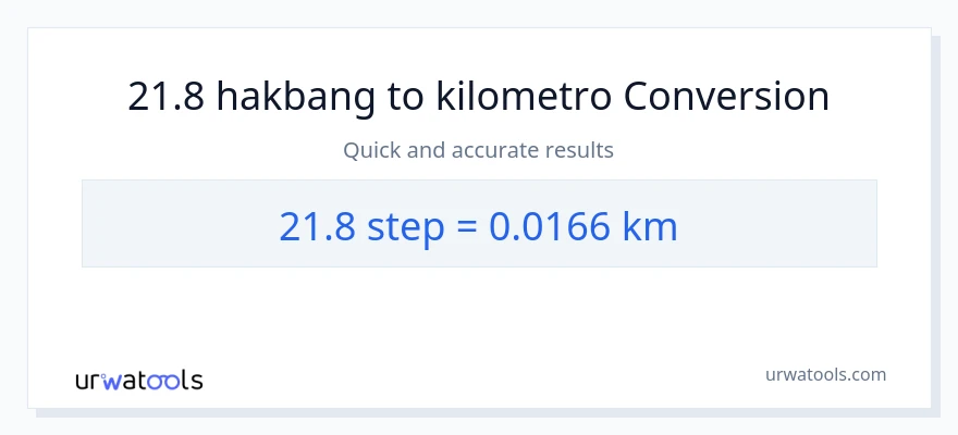 21.8 mga hakbang patungong Kilometro na conversion