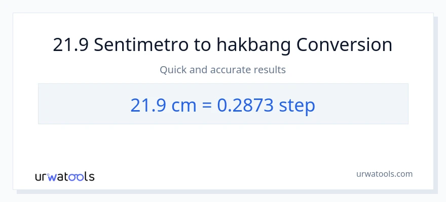 21.9 Mga Sentimetro patungong mga hakbang na conversion