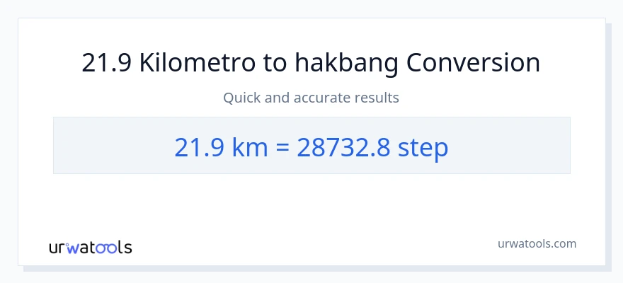 21.9 Kilometro patungong mga hakbang na conversion