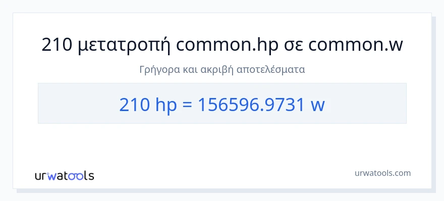 Μετατροπή 210 ιπποδύναμη σε βατ