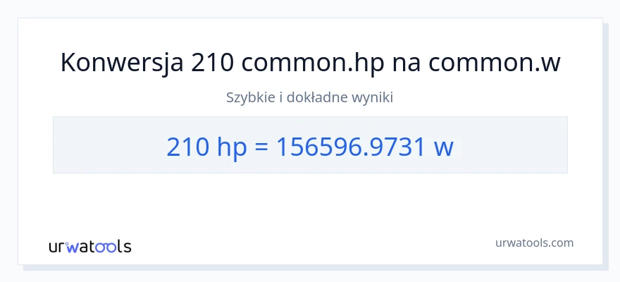 Konwersja 210 moc w koniach mechanicznych do watów