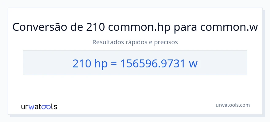 Conversão de 210 cavalos de potência para watts