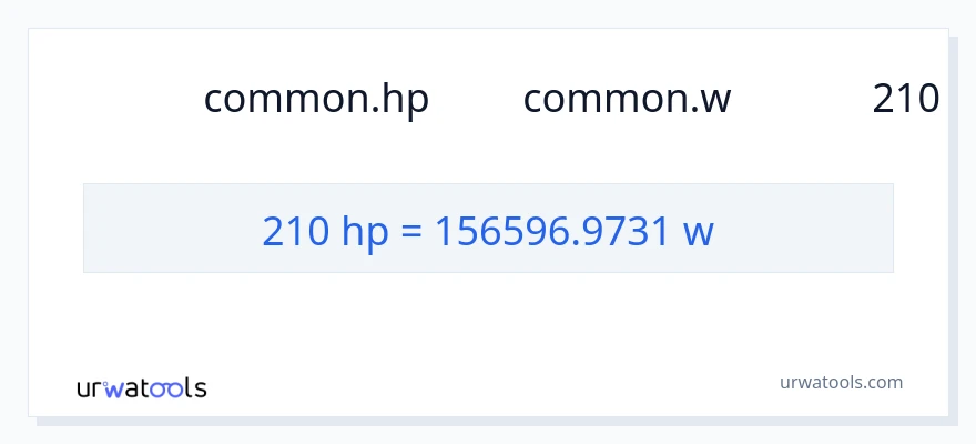 การแปลง 210 แรงม้า เป็น วัตต์