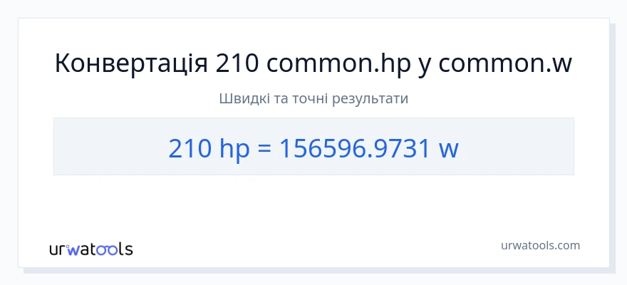 Конверсія з кінська сила у вати: 210
