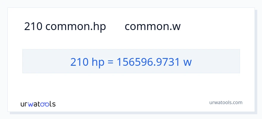 210 ہارس پاور سے واٹ کی تبدیلی