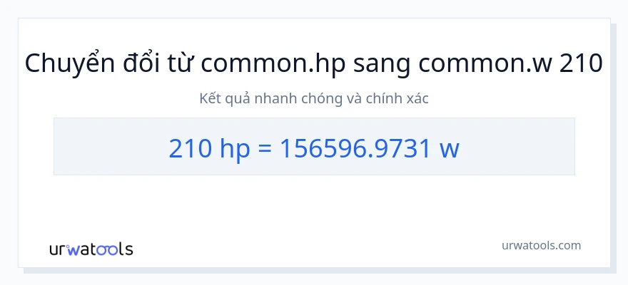 Chuyển đổi 210 mã lực sang watt