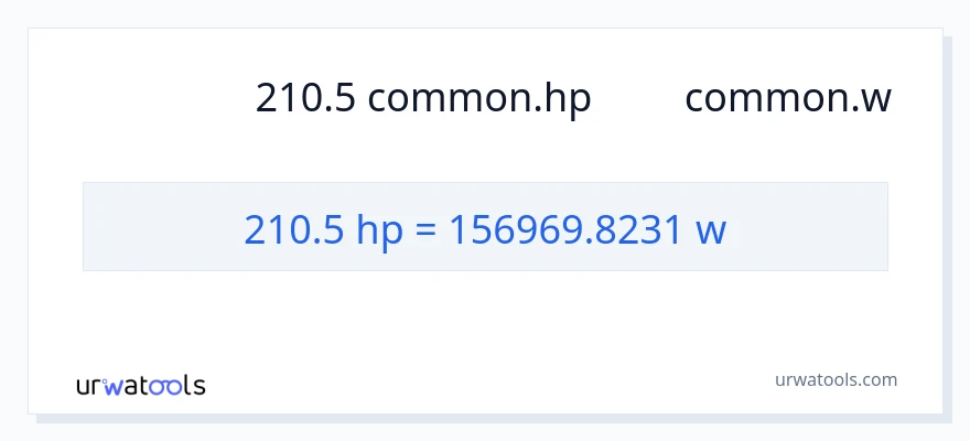 การแปลง 210.5 แรงม้า เป็น วัตต์