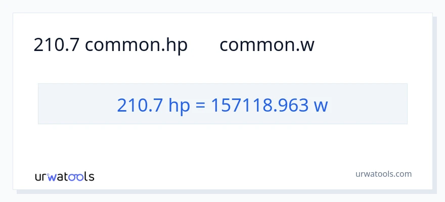 210.7 ہارس پاور سے واٹ کی تبدیلی