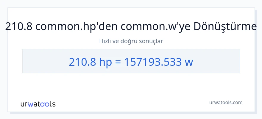 210.8 beygir gücü'den watt'e dönüşüm