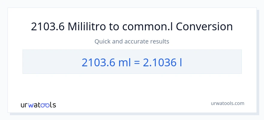 2103.6 mga mililitro patungong Liters na conversion