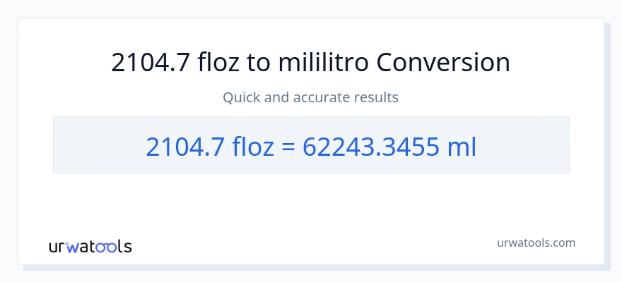 2104.7 mga onsa ng likido patungong mga mililitro na conversion
